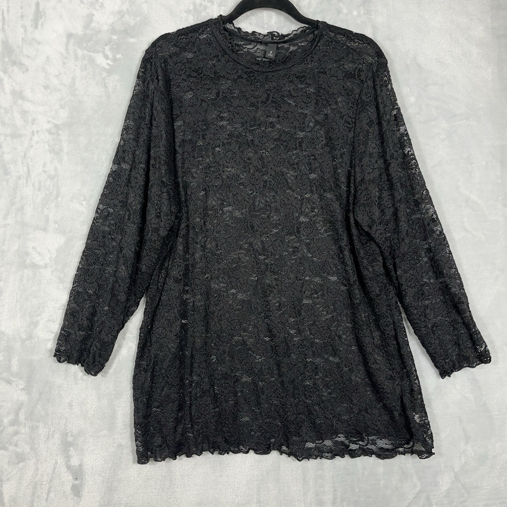 Torrid Womens All Lace Whimsigoth Top 3X Black Fairy Grunge Witchy Sheer Stretch